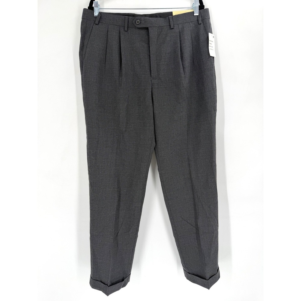 NWT Ralph Lauren Dress Pants Mens 36x32‎ Charcoal Pleated Wool Blend Lightweight
